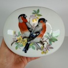 Vintage Porcelain Trinket Box Decorative Birds Flowers Gold Trim Hinged Lid