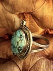 Antique Navajo Sterling Silver Turquoise Ring Size 8-9  6 1 Grams  Vintage