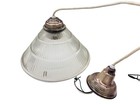 Vintage Swag Lamp Pendant Light Honeycomb Glass Shade Hanging Ceiling 15   
