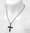 Gothic Bat Wings Black Sword Cross Pendant Necklace Winged Punk Vampire Unisex