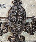 Vintage Brown Ornamental Heavy Resin Wood Molding Applique Fleur-de-lis