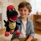 14   Jeffy Black Dinosaur Hand Puppet Stuffed Animal Interactive Play For Kids