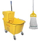 Commercial Mop Bucket With Side Press Wringer On Wheels  Including One 