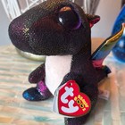 Dragon Ty Beanie Boo Anora Plush Toy Rainbow Wings   Sparkly Black Fur 2019
