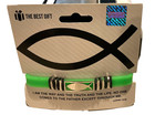 8    Unisex Silicone Christian Bracelet Jesus  Fish  Green   Silver   Safery Clasp