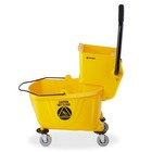 26 Quart Commercial Mop Bucket With Side Press Wringer  Yellow
