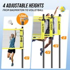 Volleyball Set  Badminton Set Portable Adjustable Net W  Poles Rackets Outdoor