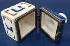 Vintage Dreidel Porcelain Ceramic Hinged Trinket Box With Hebrew Letters