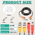 4 Set Bnc Video Power Cable 3m 10ft All-in-one Security Camera Wire Black