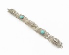 925 Sterling Silver  Vintage Turquoise Elephant Swirl Chain Bracelet  Bt5680