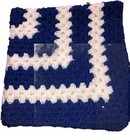 Beautiful New Handmade Crochet Baby Blanket afghan  White royal Blue
