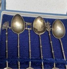 Sterling Silver Demitasse Spoon Set Of 6  sakai  Japanese Motifs Original Box