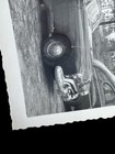 Vintage Black   White Snapshot Photo Family By Classic Car 3x4 Scalloped
