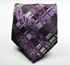 New Classic Paisley Black Dark Purple Jacquard Woven Silk Men s Tie Necktie