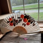 Antique Chinese 20    Hand-painted Bamboo Folding Fan Persimmon Tree Original Art 