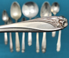 10pc Daffodil Silverplate Fruit Sugar Sifter Tomato   Serving Spoons 1847 Rogers