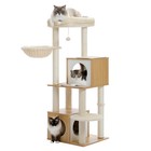 Pawz Road Large Cat Tree 51  Wooden Cat Tower With Double Condos Scratching Post