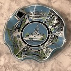 Vintage Walt Disney World Souvenir Plate Wavy Edge 1970s Magic Kingdom Aqua Mint