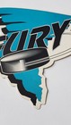 Vintage Muskegon Fury Hockey Team Logo Sticker Ihl Uhl Defunct
