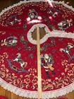 Vintage Hand Stitched Christmas Tree Skirt Very Big  5 Feet By 5 Feet Long