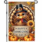 Garden Flags 12x18 Inch Happy Thanksgiving Day Garden Flag Turkey And Pumpkin