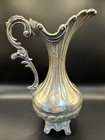 Ornate Vintage Italian Peltrato Silver Finish Plate Footed Pitcher Italy 10  T