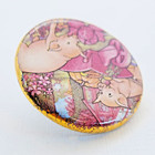 Large Vintage Birchcroft China Button W  Two Cute Piglets   Almost 1-3 8  34mm