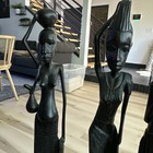4 Hand Carved Ebony Wood Figurines Tribal African Art 