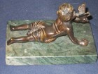 Vintage Bronze On Italian Marble   Boy With Bird   Very Nice Item   Old   Unique