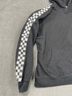 Checkerboard Sleeve Hoodie Girls L Juniors Black Cropped Pullover Streetwear