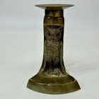 B h Bradley Hubbard Brass Owl Chamberstick Candle Holder Bobeche C1910 Antique