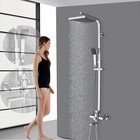 Chrome Shower Faucet System Exposed Rain Shower Fixtures Set With Hand Shower