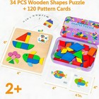 Kids Wooden Puzzle 34 Pcs 120 Pattern Cards Educational Learning Toy Toddler 2 