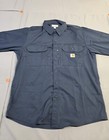 Carhartt Mens Long-sleeve Button-down Work Shirt  Navy