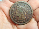1848 Braided Hair Large Cent United States One Cent 178 Years Old Free Shipping