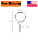 100 Pack 1    Key Rings With Chain   Open Jump Ring Split Round Keychain Bulk New