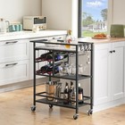 Bar Cart Home 3-tier Serving Cart W  Wheels   Handle Beverage Cart W  Wine Rack