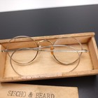 Antique Sischo   Beard Optician Eye Glasses 12k Gold Wooden Box
