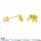 14k Solid Yellow Gold Round Cut Citrine Elephant Baby Screwback Stud Earrings