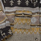 Newin Aztec Tribal Print Shacket Shirt Jacket Brown Yellow Size M