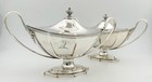Pair Octagonal Sauce Tureens Old Sheffield Plate George Iii C1790 Crested