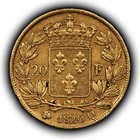 1820-q France 20 Francs Gold Coin - Louis Xviii -  1867 Agw - Sku-g5310