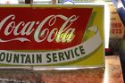 Rare Nos  Drink Coca Cola Fountain Service  Porcelain Metal Sign Soda Pop Gas