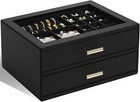 Jewelry Box Organizer With Clear Lid 2 Drawers Black