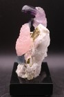 Peter Muller Hand Carved Amethyst   Rose Quartz Toucan Pair On Tourmaline Base