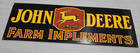 John Deere Farm Implements Porcelain Enamel Sign 36 X 12 inches