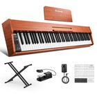 Donner Dep-1s Digital Piano Keyboard Wood Grain Design With Sustain Pedal 88 Key
