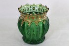 Antique Eapg Mckee Glass Green Gold Decorated The Prize Pattern Toothpick Holder
