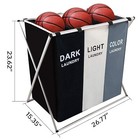 Large Laundry Basket 3 Section Foldable Dirty Clothes Hamper Storage Sorter Bag