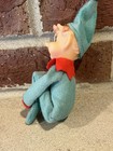 Vintage Christmas Knee Hugger 6    Pixie Elf Blue Eyes Red Green Figure Doll